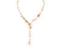 Fukugems collana di perle di pietra preziosa naturale fatta a mano, Pearl and Citrine collana