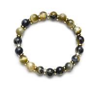Fukugems Grey Tiger Eye Feng Shui Bracelet, Money Attraction Braccialetto, Buona Fortuna Beaded Braccialetto, Imprenditore Business Relationship Braccialetto, Happy Mood Crystal Braccialetto