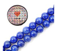 Fukugems Perline con Stretch Cord per Gioielli Che Fanno Perline di Pietra sciolte per DIY Energy Stone Healing Power Bracelet 8mm=96 Pezzi e 1 Rotolo Cavo Lapis Lazuli AAA 8mm