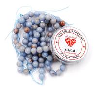 Fukugems Perline con Stretch Cord per Gioielli Che Fanno Perline di Pietra sciolte per DIY Energy Stone Healing Power Bracelet 10mm=76 Pezzi e 1 Rotolo Cavo Angelite A 10mm