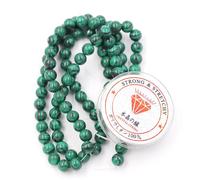 Fukugems Perline con Stretch Cord per Gioielli che fanno Perline di Pietra sciolte per DIY Energy Stone Healing Power Bracelet 8mm=96 pezzi e 1 rotolo cavo Malachite Synthetic 8mm