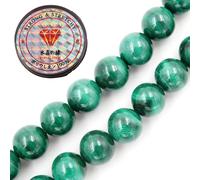 Fukugems Perline con Stretch Cord per Gioielli che fanno Perline di Pietra sciolte per DIY Energy Stone Healing Power Bracelet 6mm=128 pezzi e 1 rotolo cavo Malachite AAA 6mm