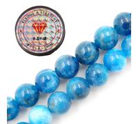 Fukugems Perline con Stretch Cord per Gioielli che fanno Perline di Pietra sciolte per DIY Energy Stone Healing Power Bracelet 6mm=128 pezzi e 1 rotolo cavo Apatite AAA 6mm