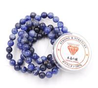 Fukugems Perline con Stretch Cord per Gioielli che fanno Perline di Pietra sciolte per DIY Energy Stone Healing Power Bracelet 6mm=128 pezzi e 1 rotolo cavo Sodalite 6mm