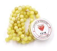 Fukugems Perline con Stretch Cord per Gioielli che fanno Perline di Pietra sciolte per DIY Energy Stone Healing Power Bracelet 4mm=180 pezzi e 1 rotolo cavo Lemon Jade 4mm