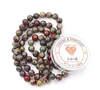 Fukugems Perline con Stretch Cord per Gioielli Che Fanno Perline di Pietra sciolte per DIY Energy Stone Healing Power Bracelet 8mm=96 Pezzi e 1 Rotolo Cavo Russia Bloodstone 8mm
