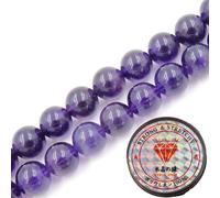 Fukugems Perline con Stretch Cord per Gioielli Che Fanno Perline di Pietra sciolte per DIY Energy Stone Healing Power Bracelet 8mm=96 Pezzi e 1 Rotolo Cavo Amethyst AAA 8mm
