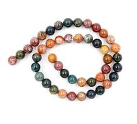 Fukugems Perline con Stretch Cord per Gioielli Che Fanno Perline di Pietra sciolte per DIY Energy Stone Healing Power Bracelet 10mm=76 Pezzi e 1 Rotolo Cavo Ocean Agate 10mm