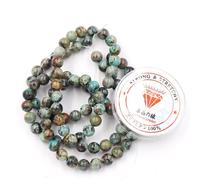 Fukugems Perline con Stretch Cord per Gioielli che fanno Perline di Pietra sciolte per DIY Energy Stone Healing Power Bracelet 8mm=96 pezzi e 1 rotolo cavo African Turquoise 8mm