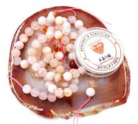 Fukugems Perline con Stretch Cord per Gioielli Che Fanno Perline di Pietra sciolte per DIY Energy Stone Healing Power Bracelet 4mm=180 Pezzi e 1 Rotolo Cavo Sakura Agate 4mm