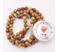 Fukugems Perline con Stretch Cord per Gioielli che fanno Perline di Pietra sciolte per DIY Energy Stone Healing Power Bracelet 8mm=96 pezzi e 1 rotolo cavo Picture Jasper 8mm