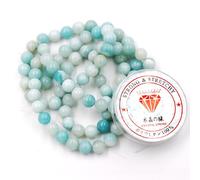 Fukugems Perline con Stretch Cord per Gioielli che fanno Perline di Pietra sciolte per DIY Energy Stone Healing Power Bracelet 4mm=180 pezzi e 1 rotolo cavo Multi-color Amazonite 4mm