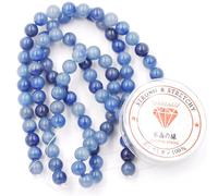 Fukugems Perline con Stretch Cord per Gioielli che fanno Perline di Pietra sciolte per DIY Energy Stone Healing Power Bracelet 8mm=96 pezzi e 1 rotolo cavo Blue Aventurine 8mm