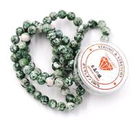 Fukugems Perline con Stretch Cord per Gioielli Che Fanno Perline di Pietra sciolte per DIY Energy Stone Healing Power Bracelet 8mm=96 Pezzi e 1 Rotolo Cavo Green Jasper 8mm