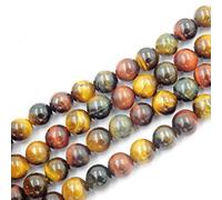 Fukugems Perline Pietra Naturale per bigiotteria, Venduto per Bag 5 Fili all' Interno, Mix Tiger Eyes Stone 8mm