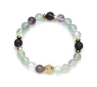 Fukugems Rainbow Fluorite Lava Yoga Mediazione Braccialetto per Donna Uomo Yoga Chakra Crystal Healing Happy Mood Braccialetto Rilassante Pregante Braccialetto