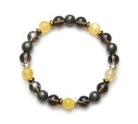 Fukugems Smokey Quartz Citrine Pyrite Buona Fortuna Feng Shui Wealth Bracelet per la guarigione e la costruzione della ricchezza, bracciale di cristallo per gli uomini e le donne