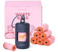 FUKUMARU Dispenser Sacchetti per Escrementi per Cani, (120 Sacchettini+1 Dispenser) Porta Sacchetti per Guinzaglio per Cani, Resistenti, A Prova di Perdite, Biodegradabili, Profumo di Rosa.Blu