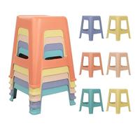 Fukursul Confezione da 10 sgabelli, sgabelli impilabili in plastica da 18,5" per sedili flessibili, robusti 350 LB, superficie smerigliata, PP impermeabile, colori misti 10pcs