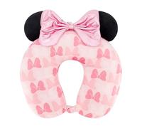 Ful Cuscino cervicale da viaggio Disney Minnie Mouse con orecchie 3D e fiocco per aereo, auto e ufficio, comodo e traspirante, rosa cipria