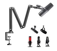 FULAIM Braccio per microfono, girevole a 360°, regolabile e pieghevole, braccio per microfono da scrivania, robusto braccio in lega di alluminio per podcast, video, giochi, riunioni, radio, studio