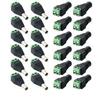 FULARR® 24Pcs Professionale DC Connettore Presa, 12v DC Alimentazione Spina Jack Connettore Adattatore, 12 Paia 2 Pin Maschio Spina & Femmina Jack Set, per CCTV Telecamera LED Striscia (5.5 X 2.1mm)