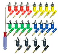 FULARR® 40Pcs Premium 4mm Banana Connettore Plug Socket Kit: 20Pcs Placcato Oro Banana Plug + 20Pcs Speaker Terminale Binding Post, per Altoparlanti, Audio/Video Ricevitore (5 Colore)