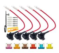 FULARR® 5Pcs Premium ACN Basso Profilo Add-A-Circuit Portafusibile Kit, Lama Fusibile Tap Adattatore, con Gratuito Micro Fusibile X 6Pcs, Fusibile Estrattore X 1Pcs, Fascette X 5Pcs -- 12V / 24V