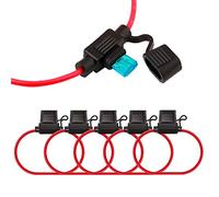 FULARR® 5Pcs Premium ACS Piccolo In-Linea Impermeabile Lama Portafusibile con 16 AWG Filo Cablaggio, Gratuito 15Pcs Mini Lama Fusibile + 1Pcs Fusibile Estrattore + 5Pcs Fascette -- 12V / 24V
