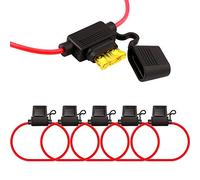FULARR® 5Pcs Premium ACU Medio In-Linea Impermeabile Lama Portafusibile con 16 AWG Filo Cablaggio, Gratuito 15Pcs Standard Lama Fusibile + 1Pcs Fusibile Estrattore + 5Pcs Fascette -- 12V / 24V