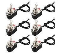 FULARR 6Pcs Professionale Auto Mini Interruttore a Levetta con Pre-Cablato, ON-OFF 2 Posizione 2 Pin SPST Metallo Interruttore a Bilanciere, per Auto Camion Barca -- 3A 250VAC / 6A 125VAC