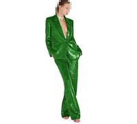 Fulbant Completo da Donna in Due Pezzi con Paillettes per Feste di Compleanno, Abiti da Ballo, Giacca E Set di Pantaloni A Gamba Larga EN8 S