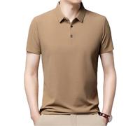 Fulbant Polo da uomo a maniche corte camicie casual bianche blu navy camicie classiche con bottoni da ufficio, Ps1586 Cachi, XL