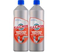 Fulcron 2559 Sgorgante Tubature, Stura scarichi rapido e Sicuro, Disotturante per Ogni Tipo di residuo, Formula disgorgante Adatta a WC, Lavabi, Doccia e Bidet, Incolore, 1L, 1 pezzo (Confezione da 2)
