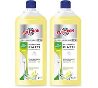 FULCRON Detergente Piatti Concentrato Per Lavaggio Manuale, Azione Altamente Sgrassante, Detersivo Piatti Profumo Agrumi, 1 L (Confezione da 2)