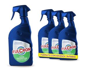 FULCRON Sgrassatore Pronto all'Uso, Super Sgrassatore Spray Professionale, Igienizzante Universale, Per Ogni tipo di Sporco, Pulizia Profonda, Profumato, 3 x 750 ml