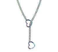 Fulenyi Collane a catena a cuore per le donne,Collana con ciondolo a cuore punk, Collana a catena Collana d'amore in acciaio al titanio, ciondolo a cuore della collana del giogo d'amore, Consulte la