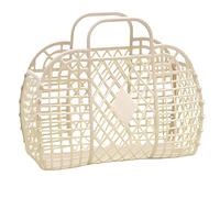 Fulenyi Jelly Bag per bambini, ragazze, donne, bambini, borsa da spiaggia in plastica alla moda, portafogli anni '80, con tela, beige., 1