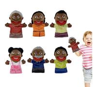 Fulenyi Marionetta a Mano Nera - 6 Marionette da teatro Nere | 28cm Show Black Multicultural Puppets for Kids Family Members, Mobile Mouth, Teachers Classroom Supplies for Boys And Girls Teens