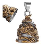 Fulenyi Portachiavi con drago scheletrico per moto, campanella, per motociclisti, guardia_n bell, portafortuna, campana, portachiavi, gold, Siehe Beschreibung