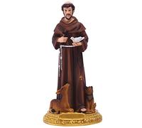Fulenyi Statua di San Francesco d'Assisi, Ornamento di Statua in Resina con Colomba e Croce - Statua 'Ufficio, Ispirazione priante, Collezione Rinascimentale, Decorazione per la casa, Regalo Devoto