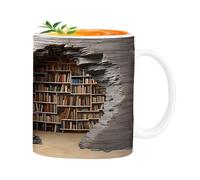 Fulenyi Tazza in ceramica a forma di libro | Tazza in ceramica con ripiano per biblioteca | Tazza da caffè con ripiano della Biblioteca, Tazza in ceramica per gli amanti dei libri, Tazza da libreria