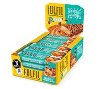 FULFIL - 15 Barrette Proteiche da 55 Grammi, Gusto Cioccolato e Caramello Salato con 9 Vitamine e Pochi Zuccheri, Confezione da 825 Grammi