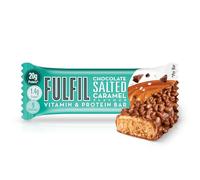 FULFIL - 15 Barrette Proteiche da 55 Grammi, Gusto Cioccolato e Caramello Salato con 9 Vitamine e Pochi Zuccheri, Confezione da 825 Grammi