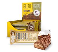 Fulfil Barretta Vitamine e Proteine (15 x 55 g) Barrette Cioccolato Nocciola Frusta Gusto 20 g Alto Proteine, 9 Vitamine, Basso Zucchero