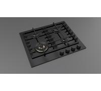 Fulgor Piano cottura a gas FPH 604 G WK BKG finitura vetro nero da 60 cm