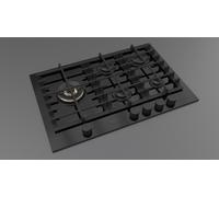 Fulgor Piano cottura a gas FPH 755 G WK BKG finitura vetro nero da 75 cm