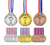 FULHANY 21 Pezzi Medaglie - Medaglie Bambini -Set Di Medaglie D'Oro, D'Argento E Di Bronzo, Adatto Per La Decorazione Per Feste, In Stile Olimpico,Premio Per I Vincitori Del Gloria,Con Nastro Da 75 Cm