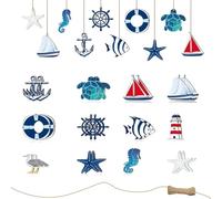 FULHANY 24pcs Kit Di Decorazione Nautica,Decorazione Da Appendere Marittima, Mini Decorazione Da Spiaggia Per La Decorazione Della Parete Di Casa