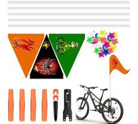FULHANY 3 Pezzi Gagliardetto Della Bicicletta -Bandiera Per Bicicletta -BiciclettaBandiera Sicurezza - 5 Bandiera, 36 Raggi In Bicicletta Pentagram, Adatti Alle Biciclette Per Bambini, Kart